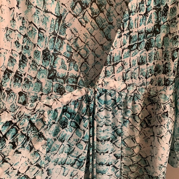 Snakeskin turquoise maxi dress with slits at both thighs. - Picture 8 of 11